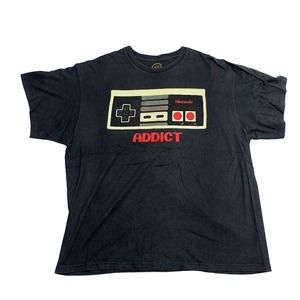 Nintendo "ADDICT" Gaming Tee Thrifted Vintage Style Size XL